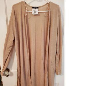 Ambiance Woven Long Sleeve Cardigan w/Side Slits